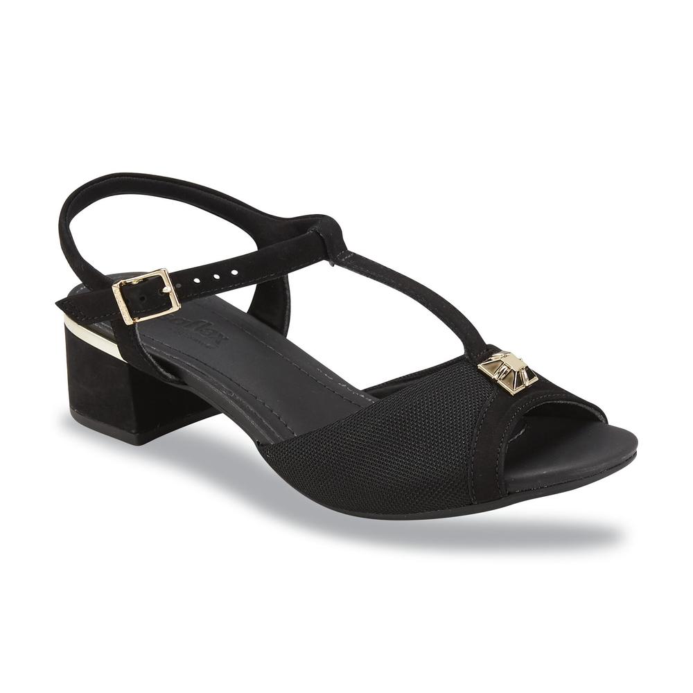 Usaflex Women's Juana Suede/Mesh T-Strap Bunion Comfort Sandal - Black