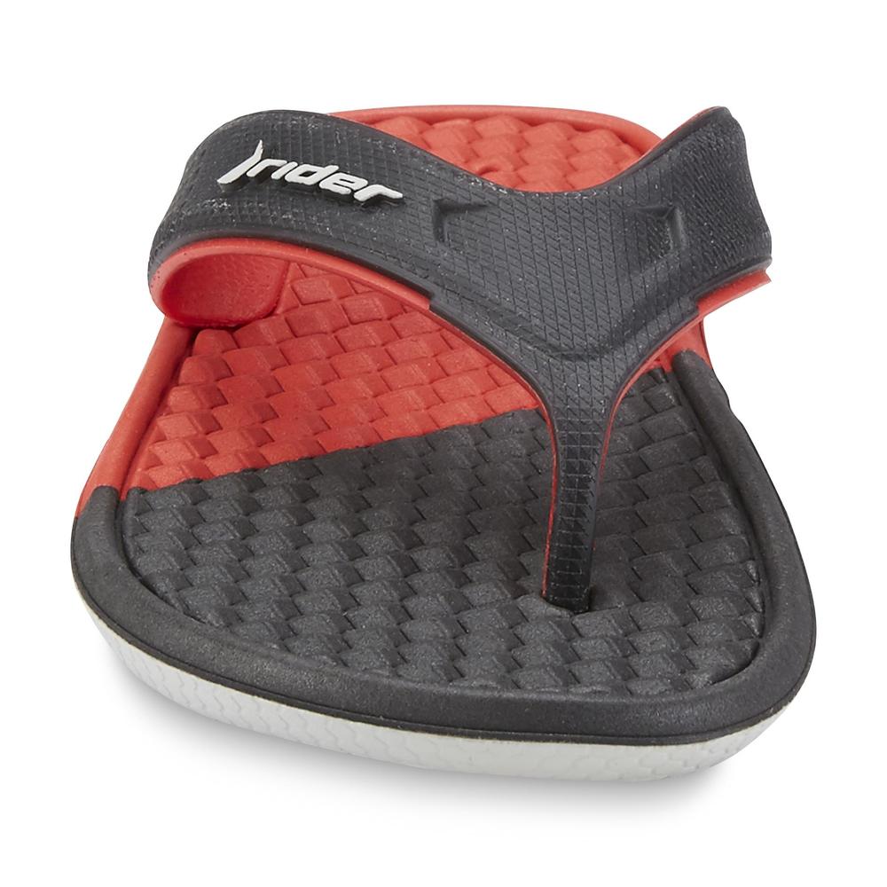Rider Sandals Boy's Duo II Black/Red Thong Sandal