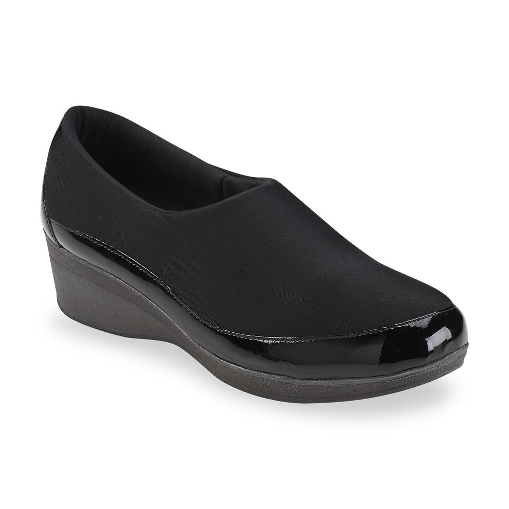 Usaflex Women's Valery Fabric Diabetic Comfort Wedge Shoe - Black