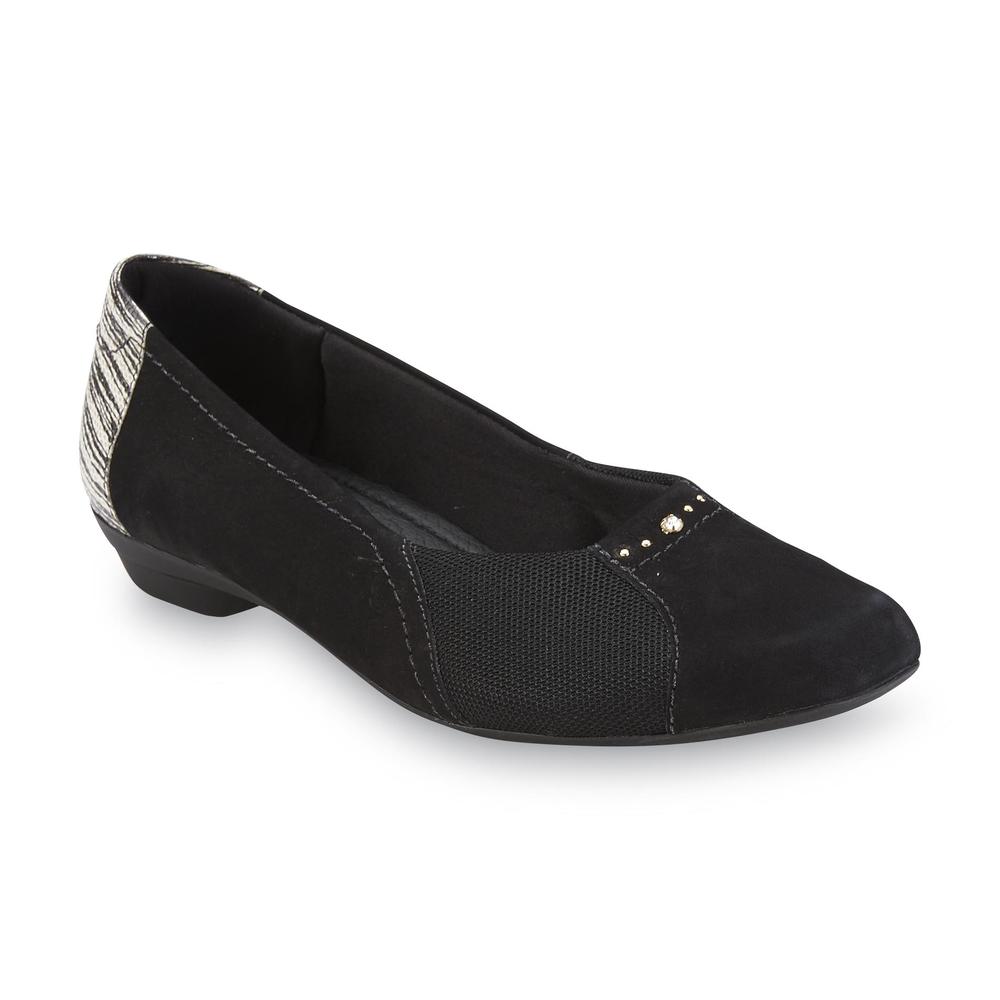 Usaflex Women's Fiorella Suede/Mesh Bunion Comfort Loafer - Black
