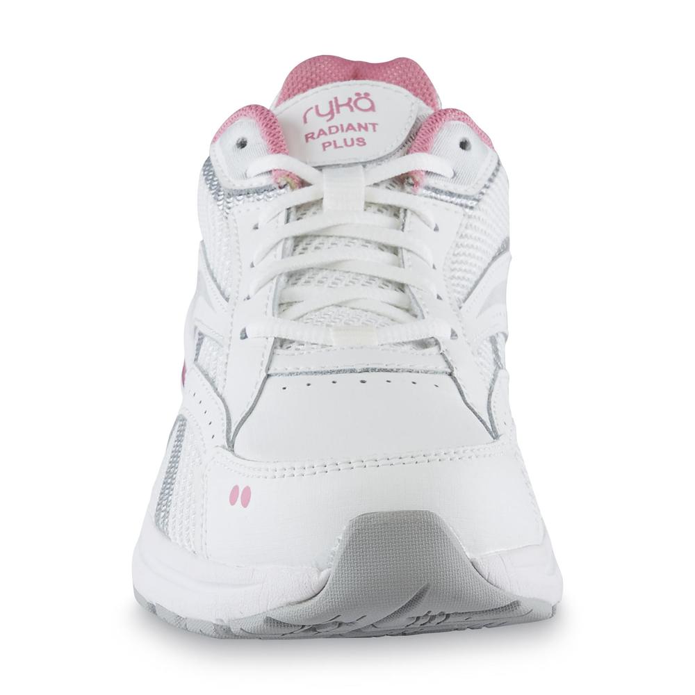 Ryka Women's Radiant Plus White/Silver/Pink Walking Shoe - Wide Width Available