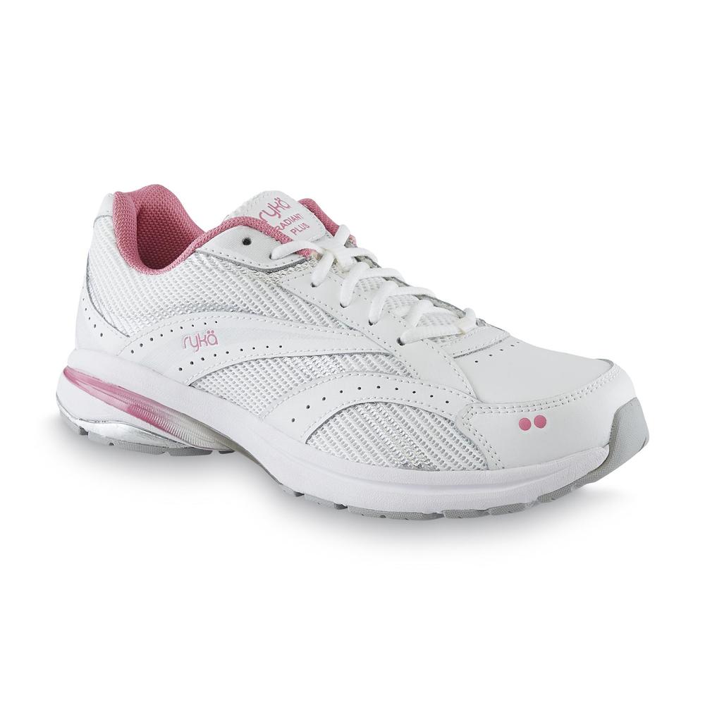 Ryka Women's Radiant Plus White/Silver/Pink Walking Shoe - Wide Width Available