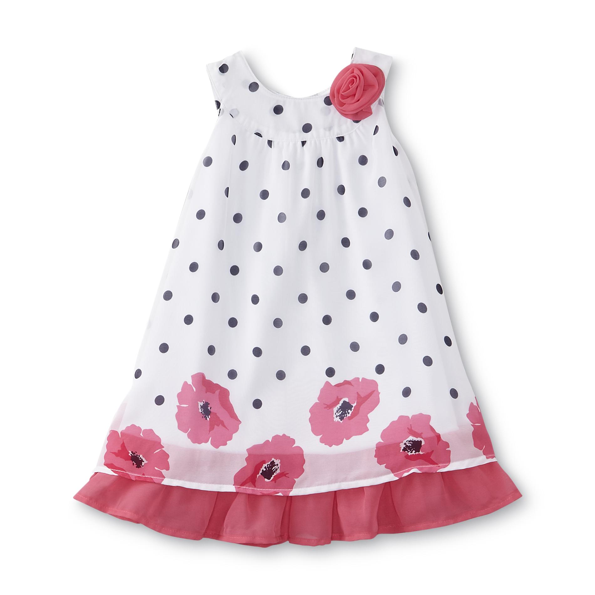 Blueberi Boulevard Infant & Toddler Girl's Chiffon Sundress - Polka Dot & Floral