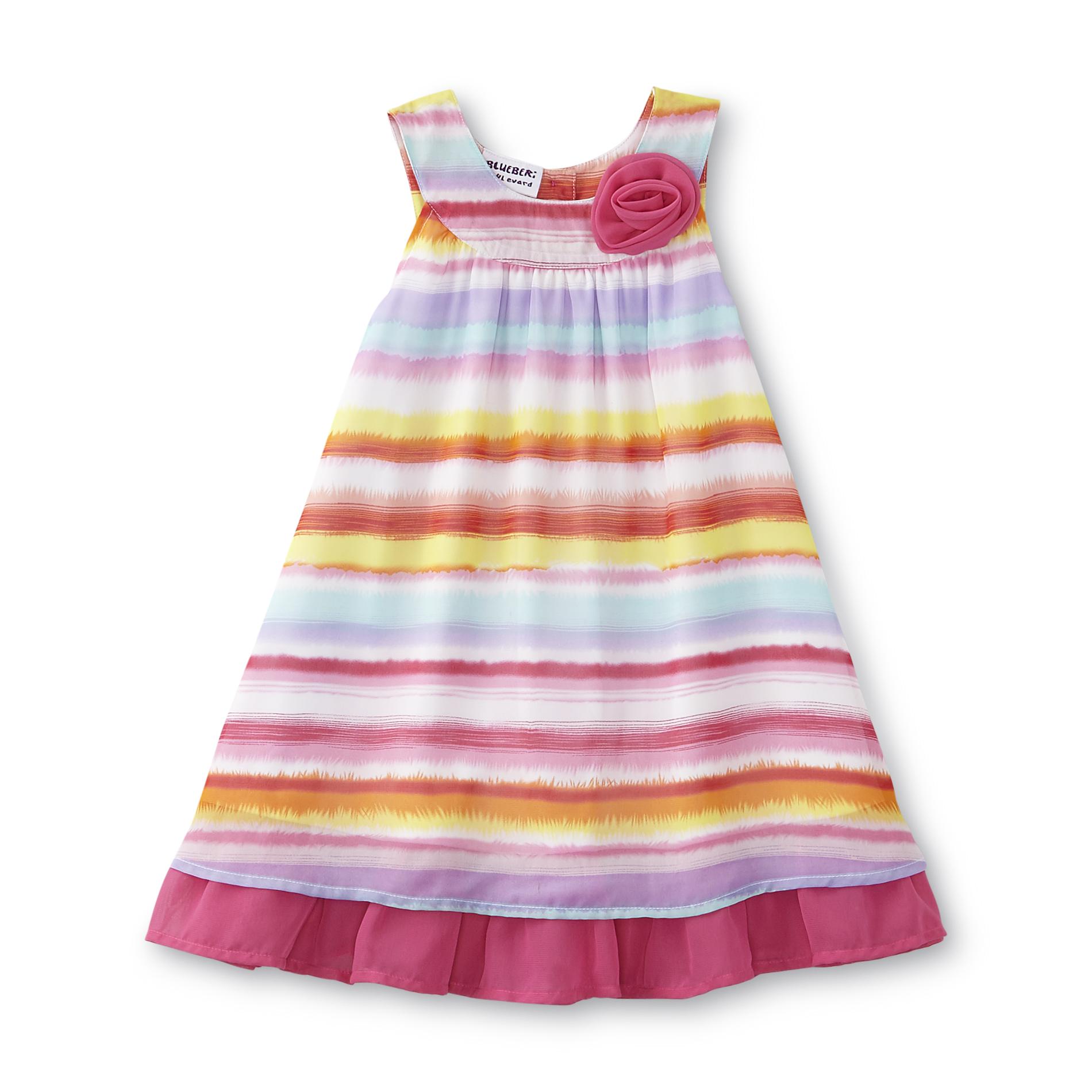 Blueberi Boulevard Infant & Toddler Girl's Chiffon Sundress - Rainbow Striped
