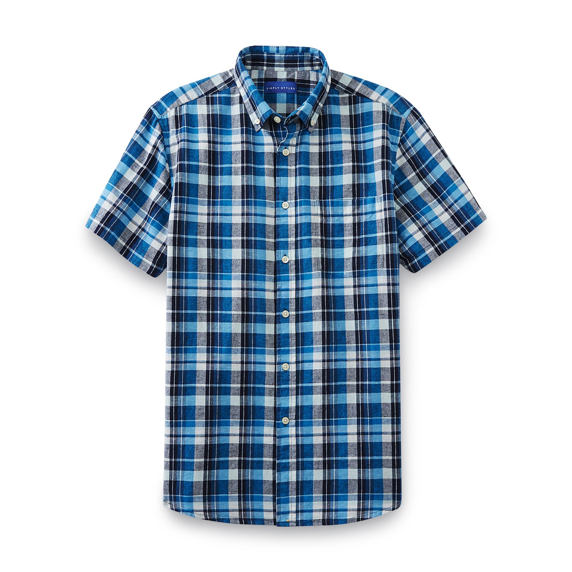 Simply Styled Men's Short-Sleeve Shirt - Blue Sapphire Plaid