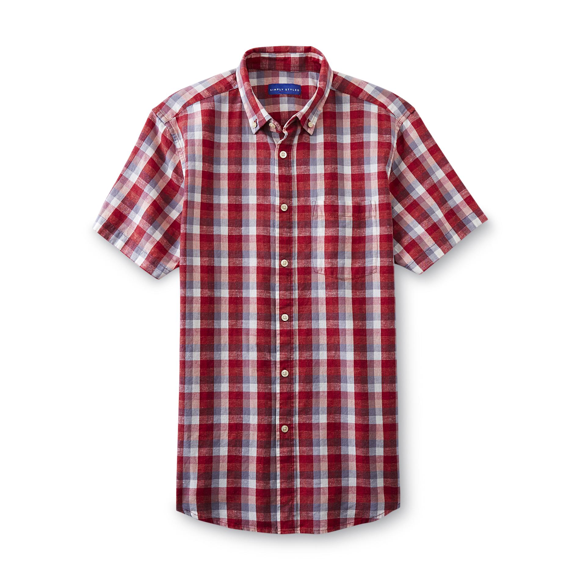 Simply Styled Men's Short-Sleeve Shirt - Red Plaid
