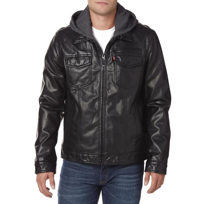 Levi's Men's Hooded Synthetic Leather Jacket