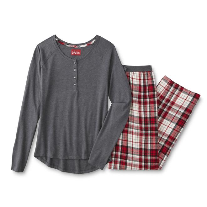 Women's Henley Pajama Shirt & Flannel Pants Plaid