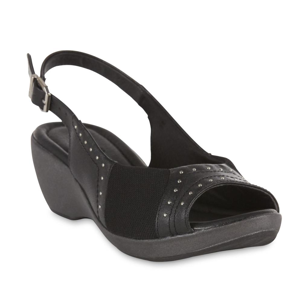 Usaflex Women's Lady II Bunion Care Sling-Back Wedge Sandals - Black