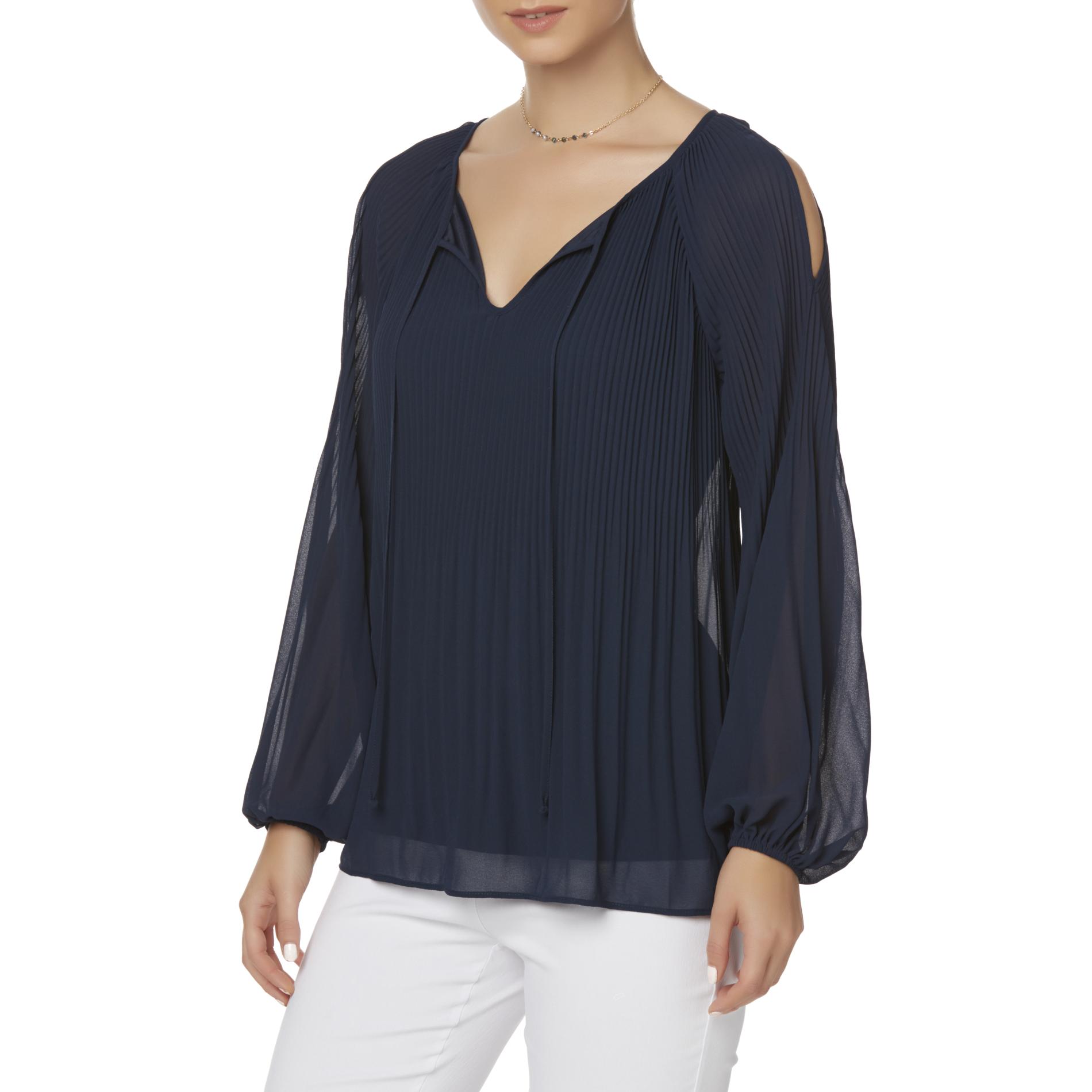 Simply Styled Women's Pleated Peasant Top