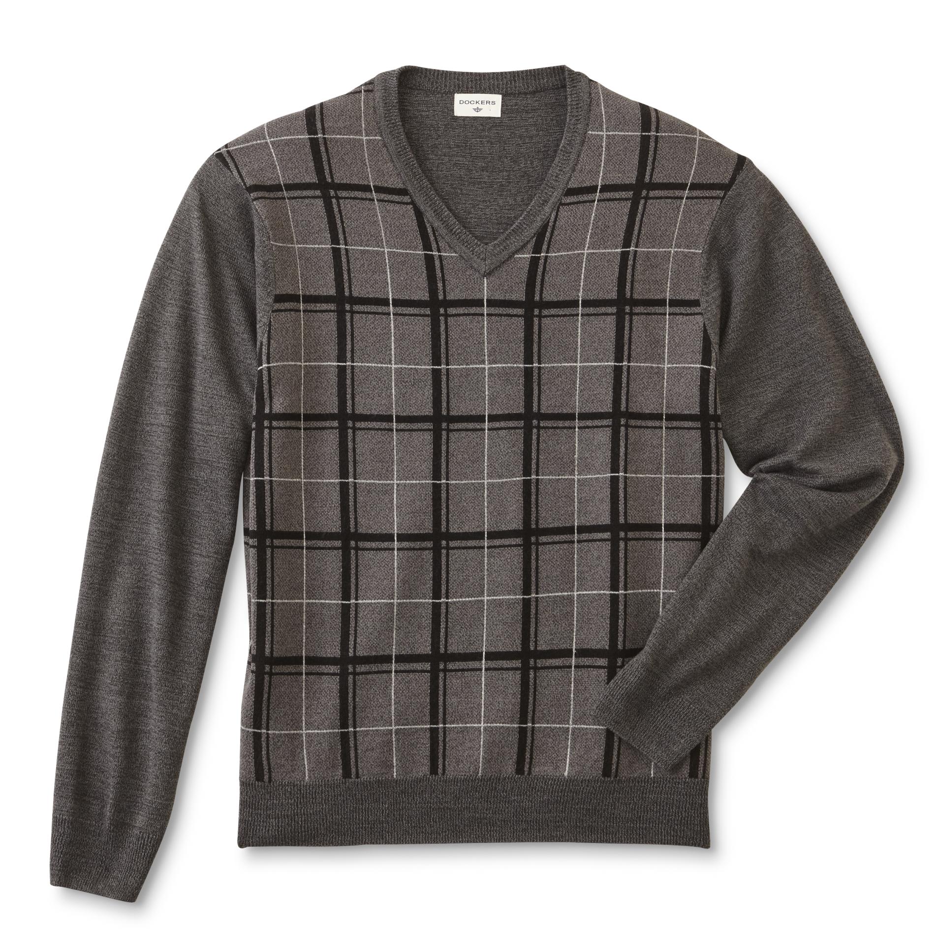 Dockers Men's V-Neck Sweater - Plaid