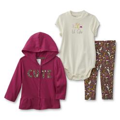 Little Wonders Infant Girls' Hoodie Jacket, Bodysuit & Leggings - Cute