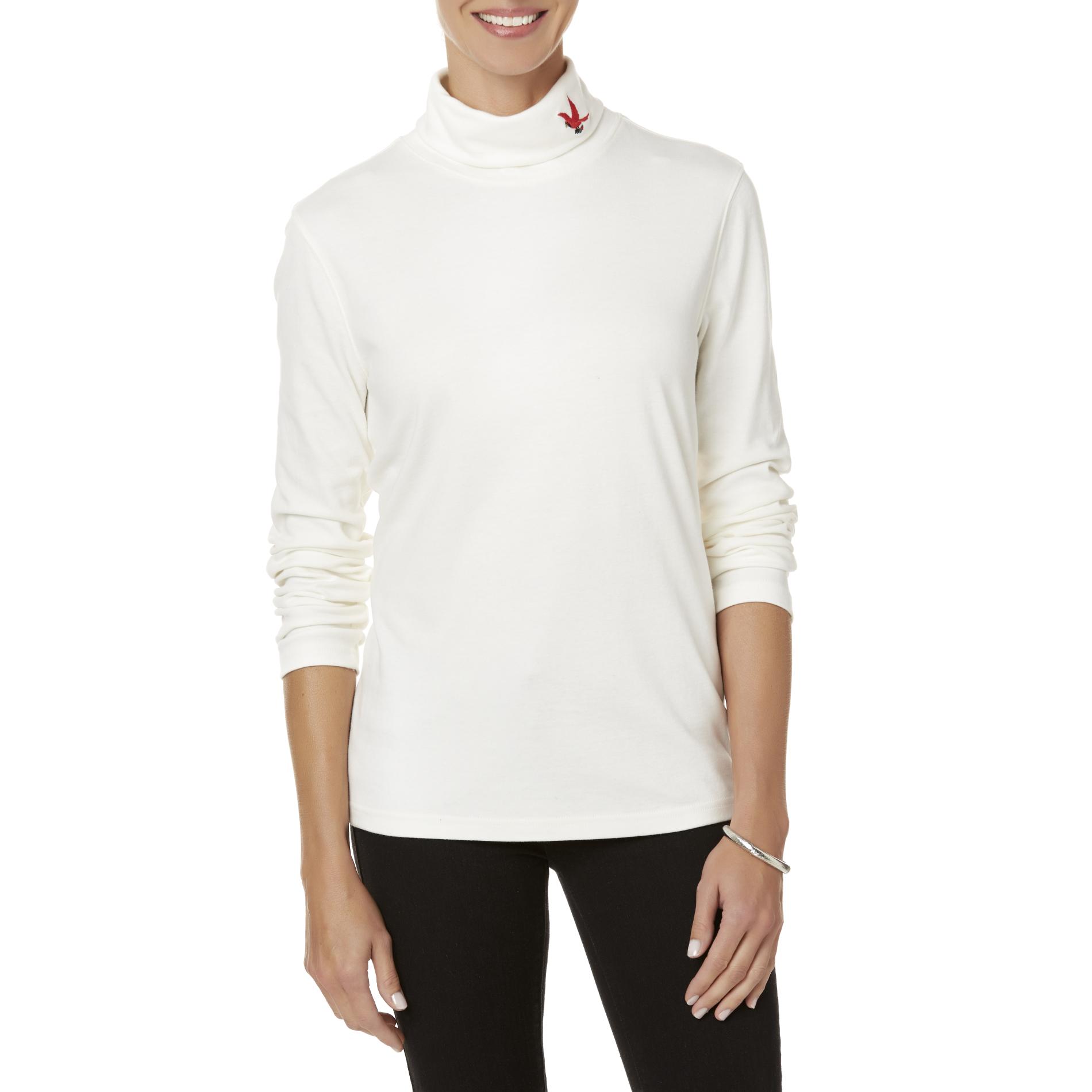 Holiday Editions Women's Embroidered Turtleneck Sweater - Cardinal