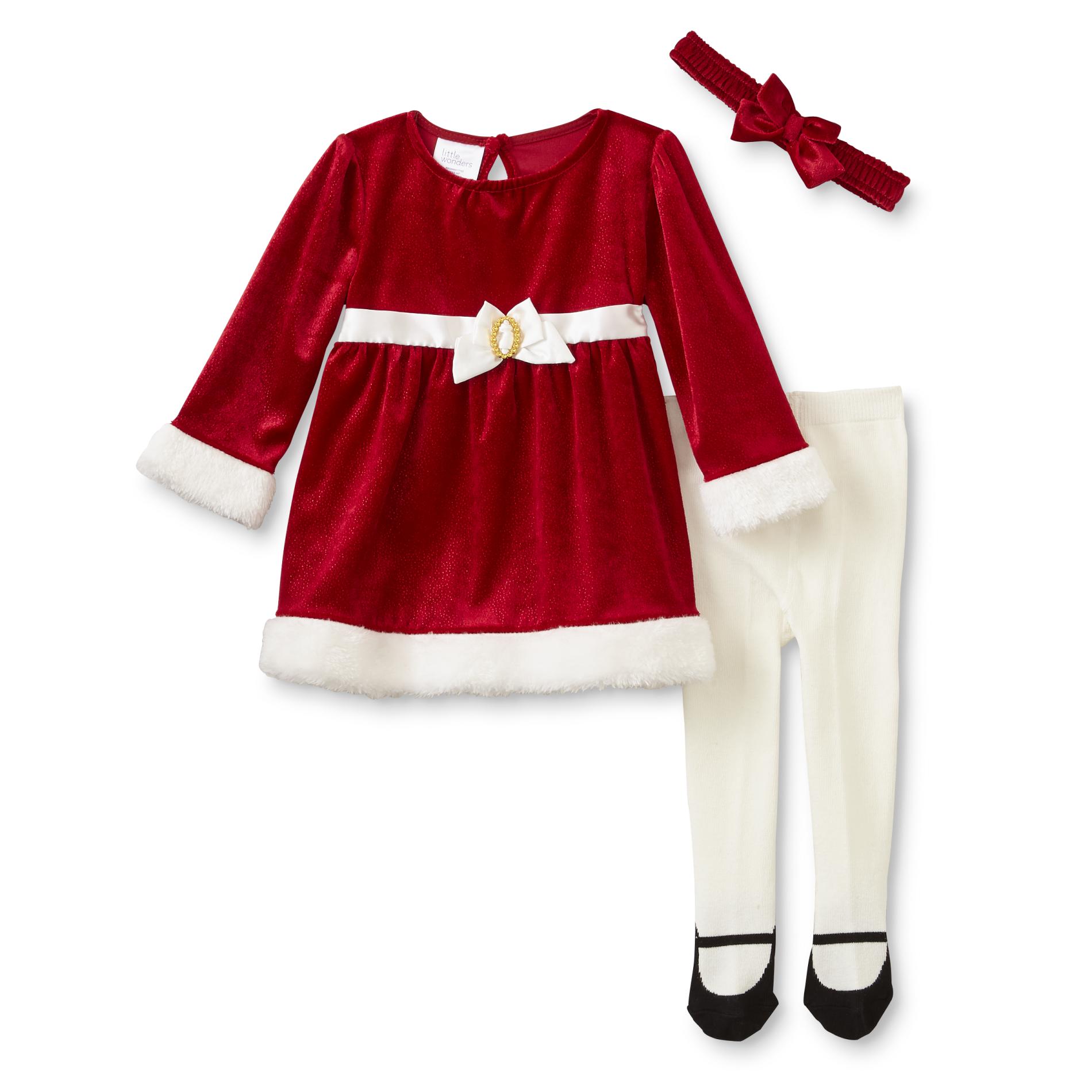 Little Wonders Infant Girls' Christmas Dress, Tights & Headband