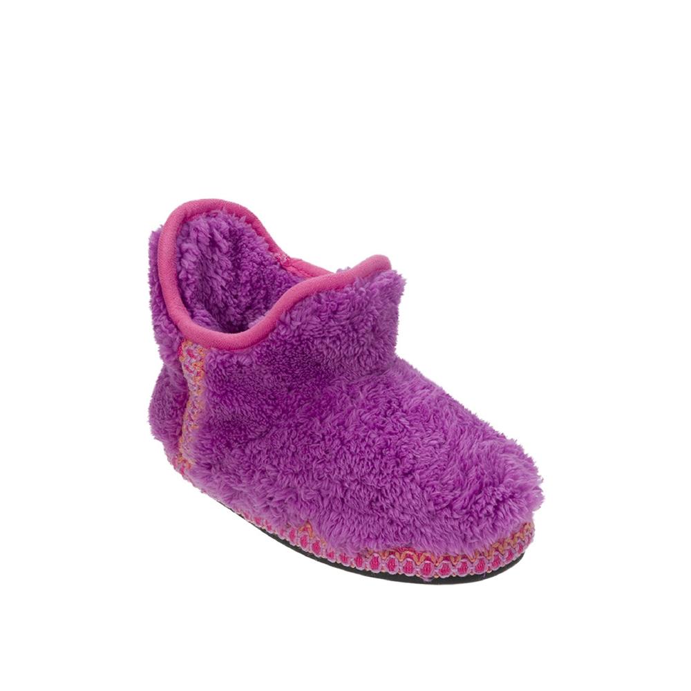 Dearfoams Girls' Purple Plush Bootie Slipper