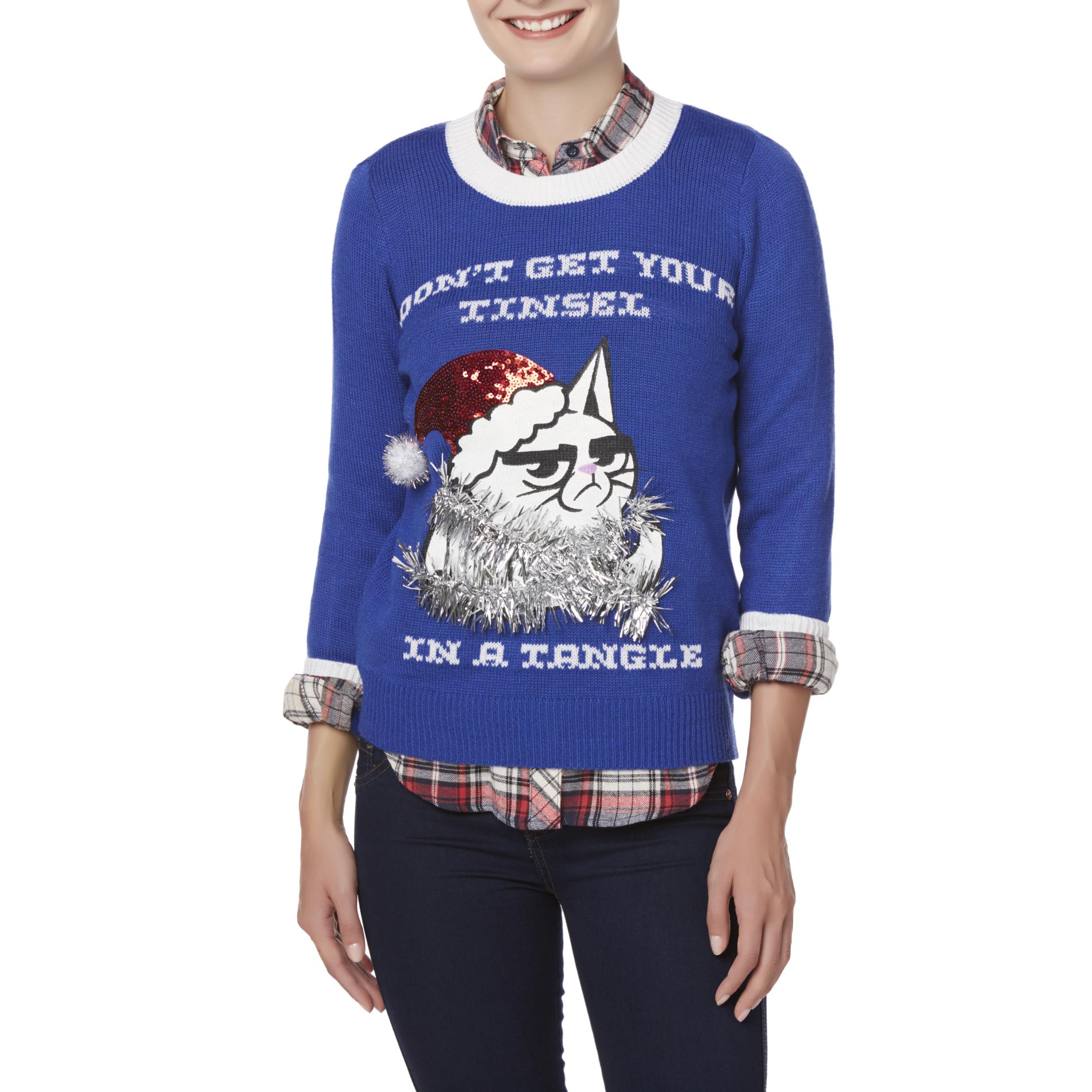 Bongo Juniors' Ugly Christmas Sweater - Cat