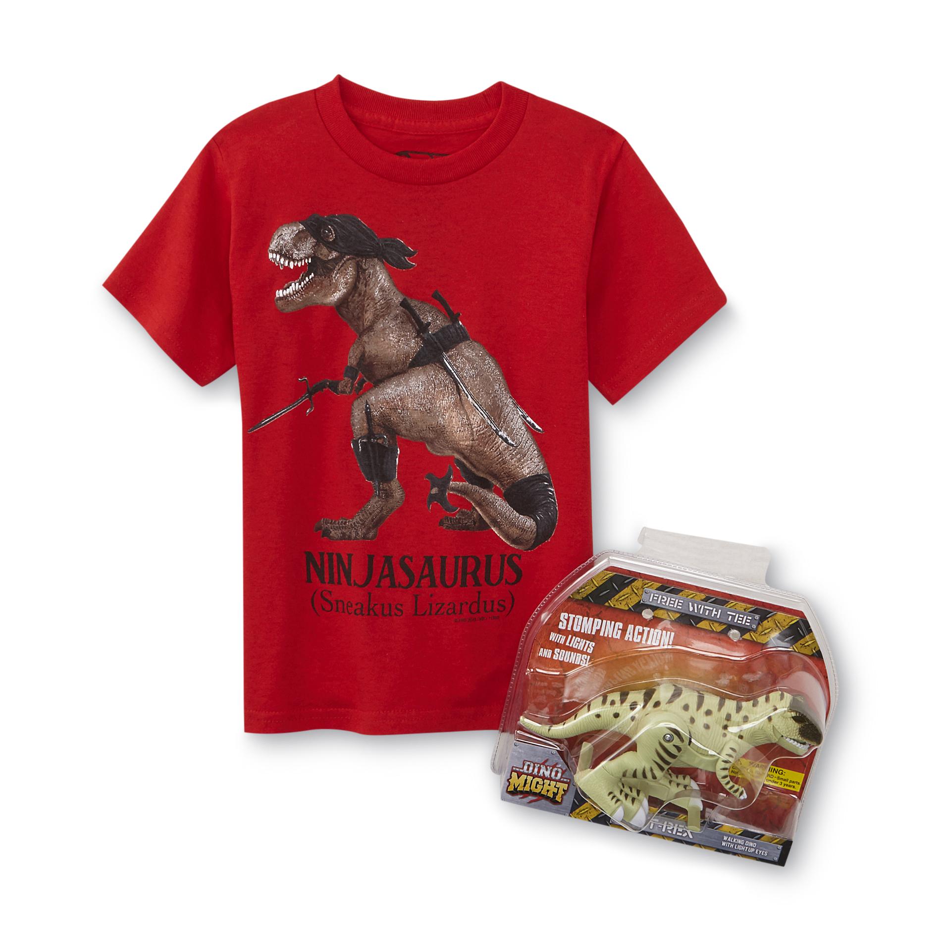 Rudeboyz Boy's Graphic T-Shirt & Dinosaur Toy