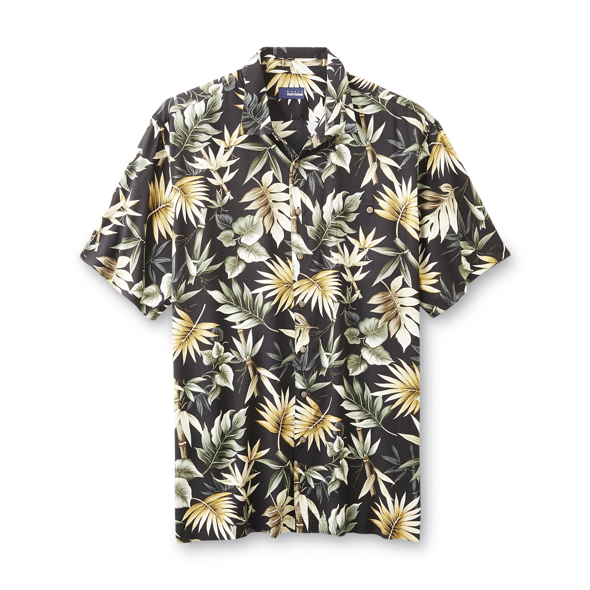 Basic Editions Men's Big & Tall Hawaiian Shirt - Fern