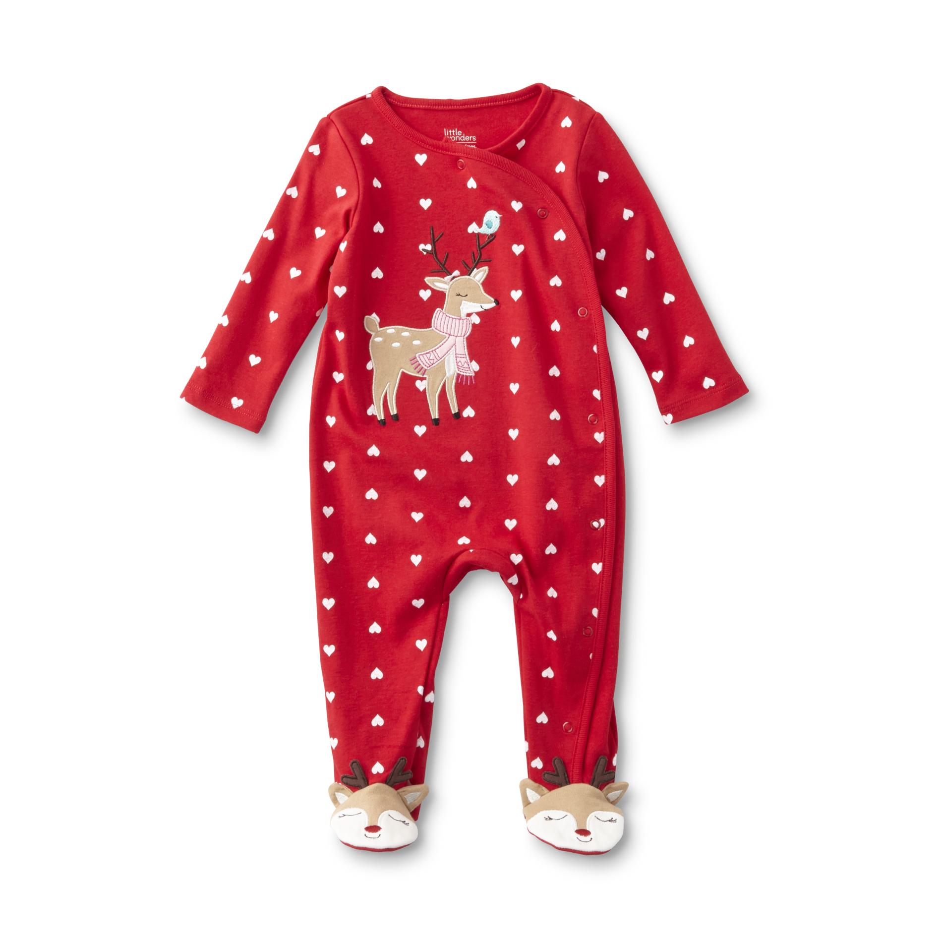 little wonders infant girls' christmas footed pajamas