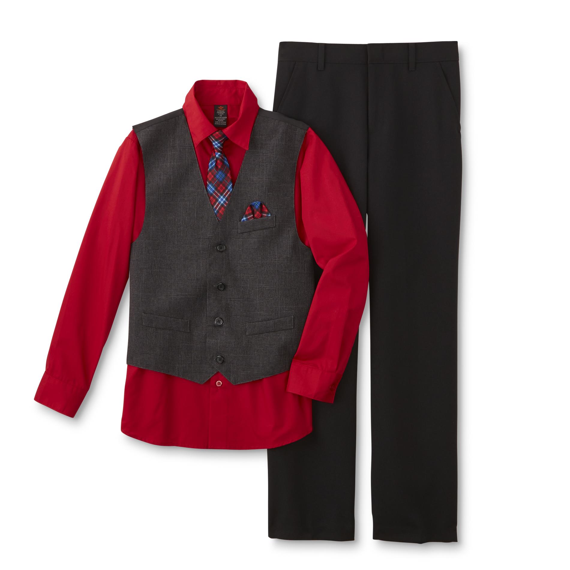 Dockers Boys' Necktie, Vest, Dress Shirt & Pants - Plaid