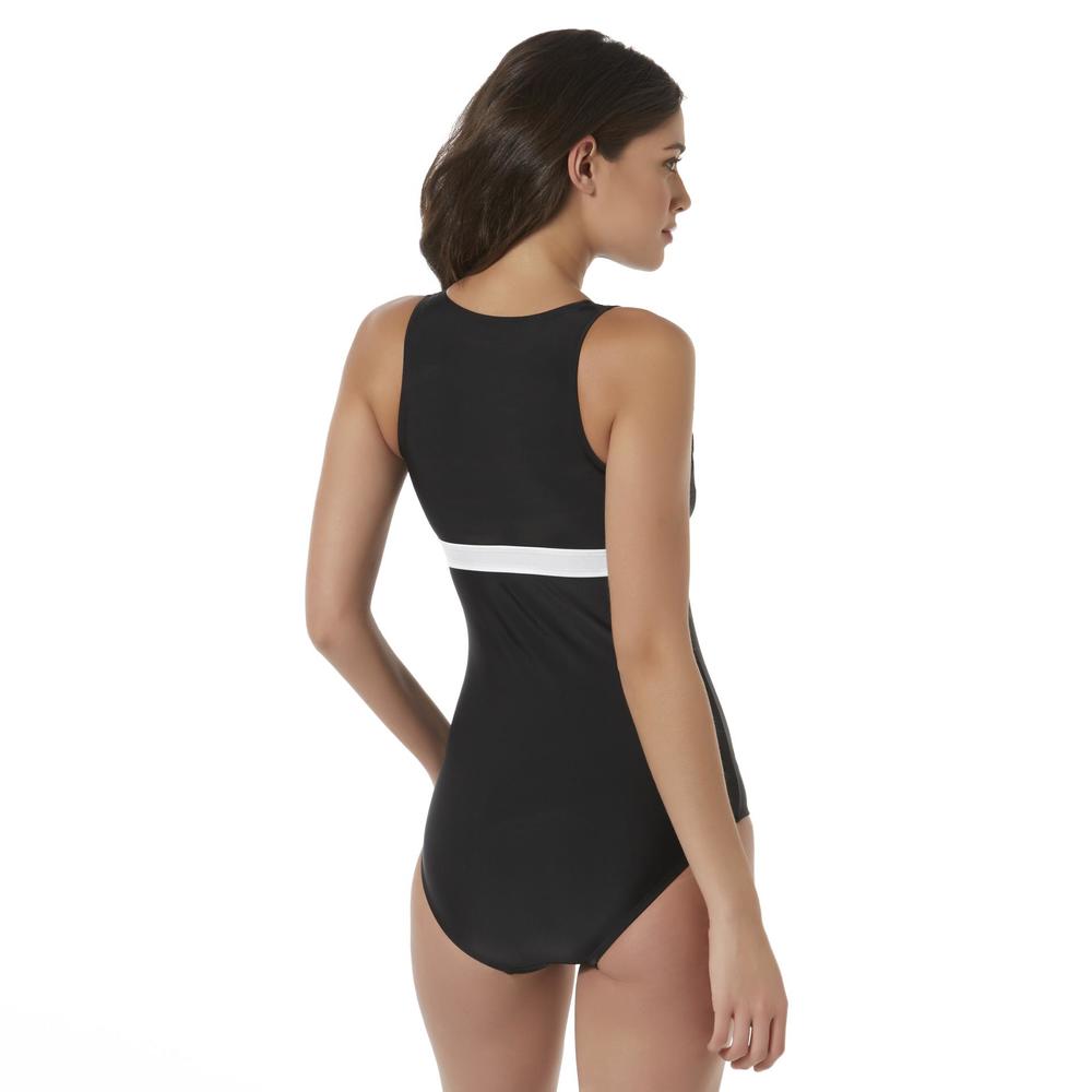 Everlast&reg; Sport Women's Zipper-Front Swimsuit - Colorblock