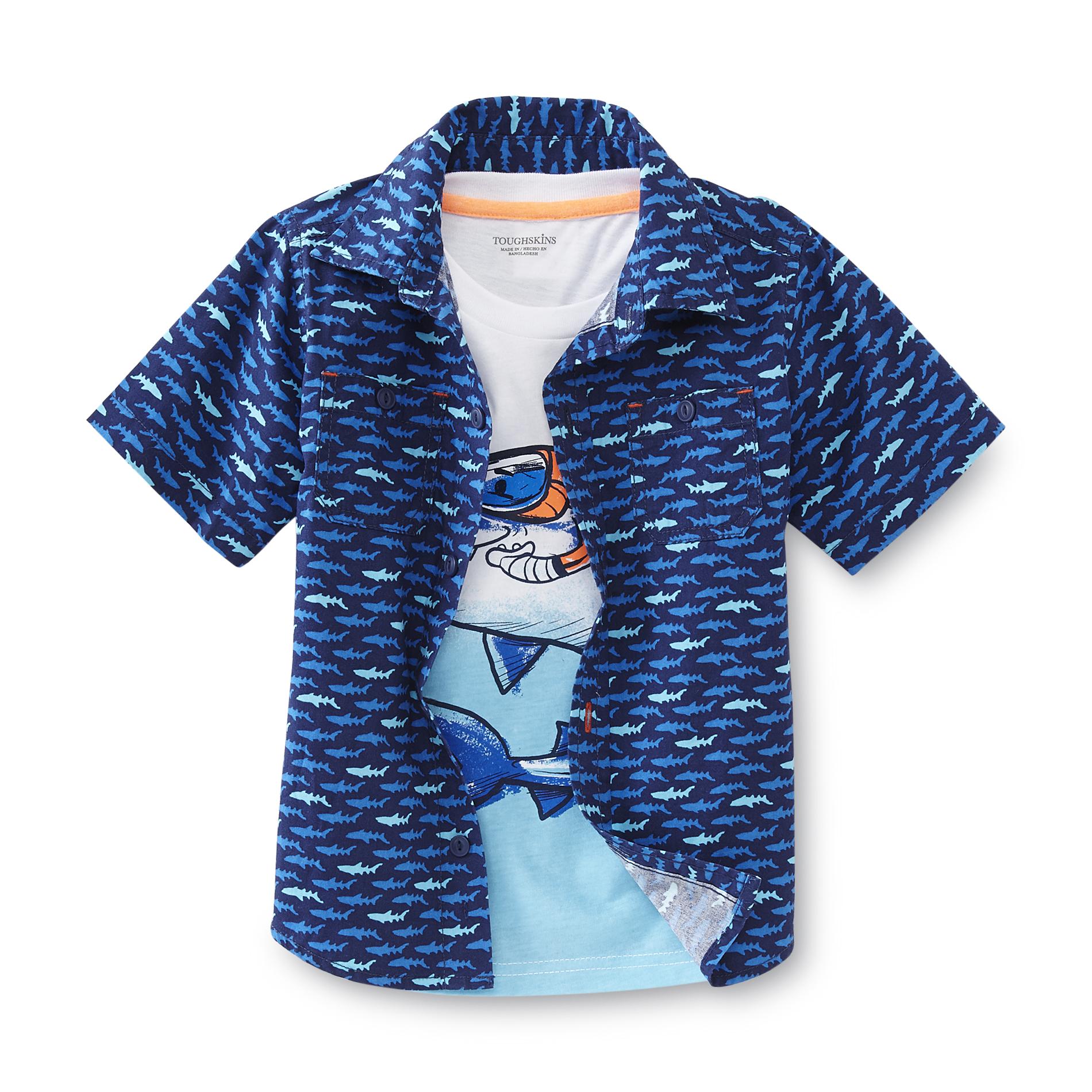 Toughskins Infant & Toddler Boy's Button-Front Shirt & T-Shirt - Sharks