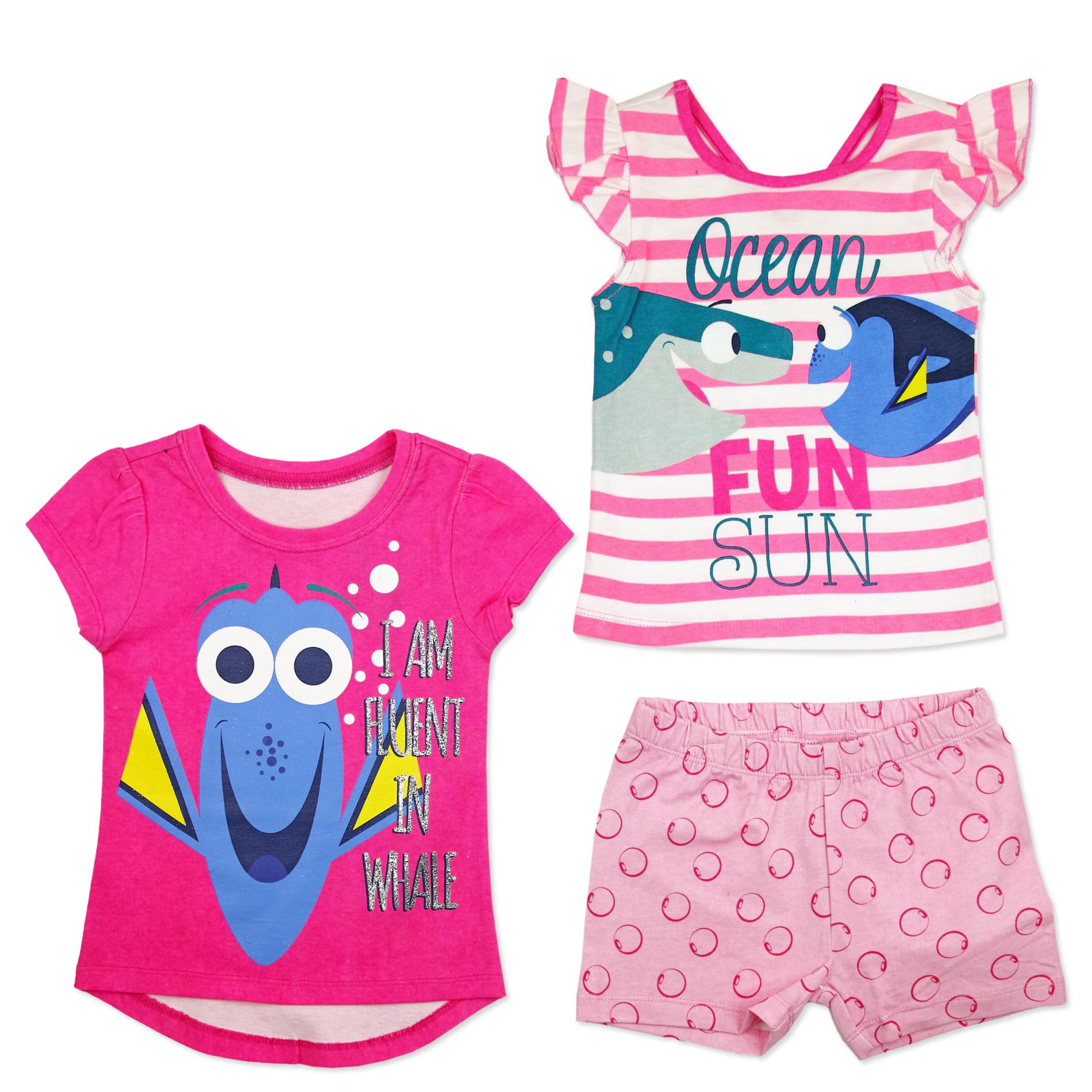 Disney Finding Nemo Toddler Girl's 2 T-Shirts & Shorts - Dory