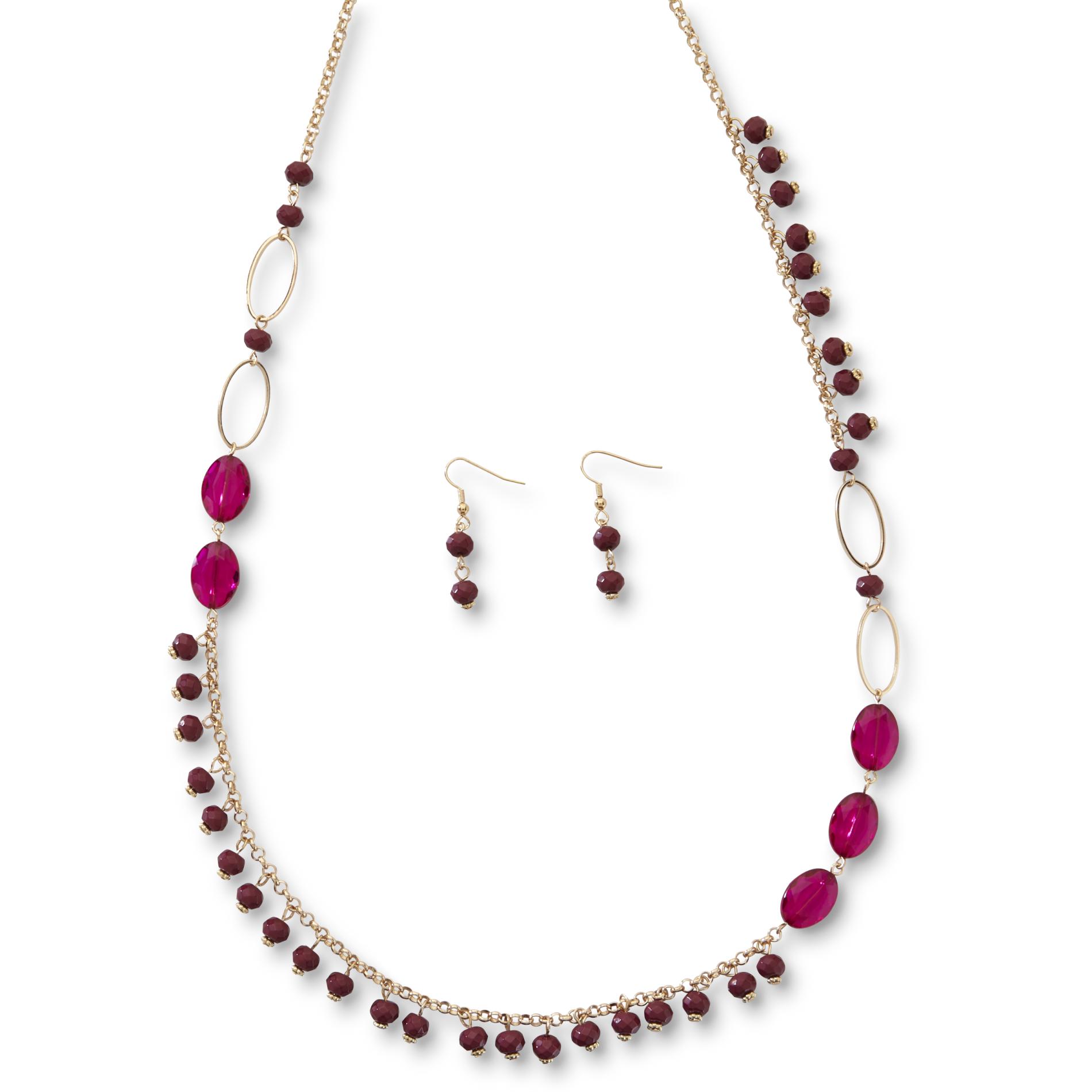 Attention Women's Goldtone Beaded Necklace & Dangle Earrings