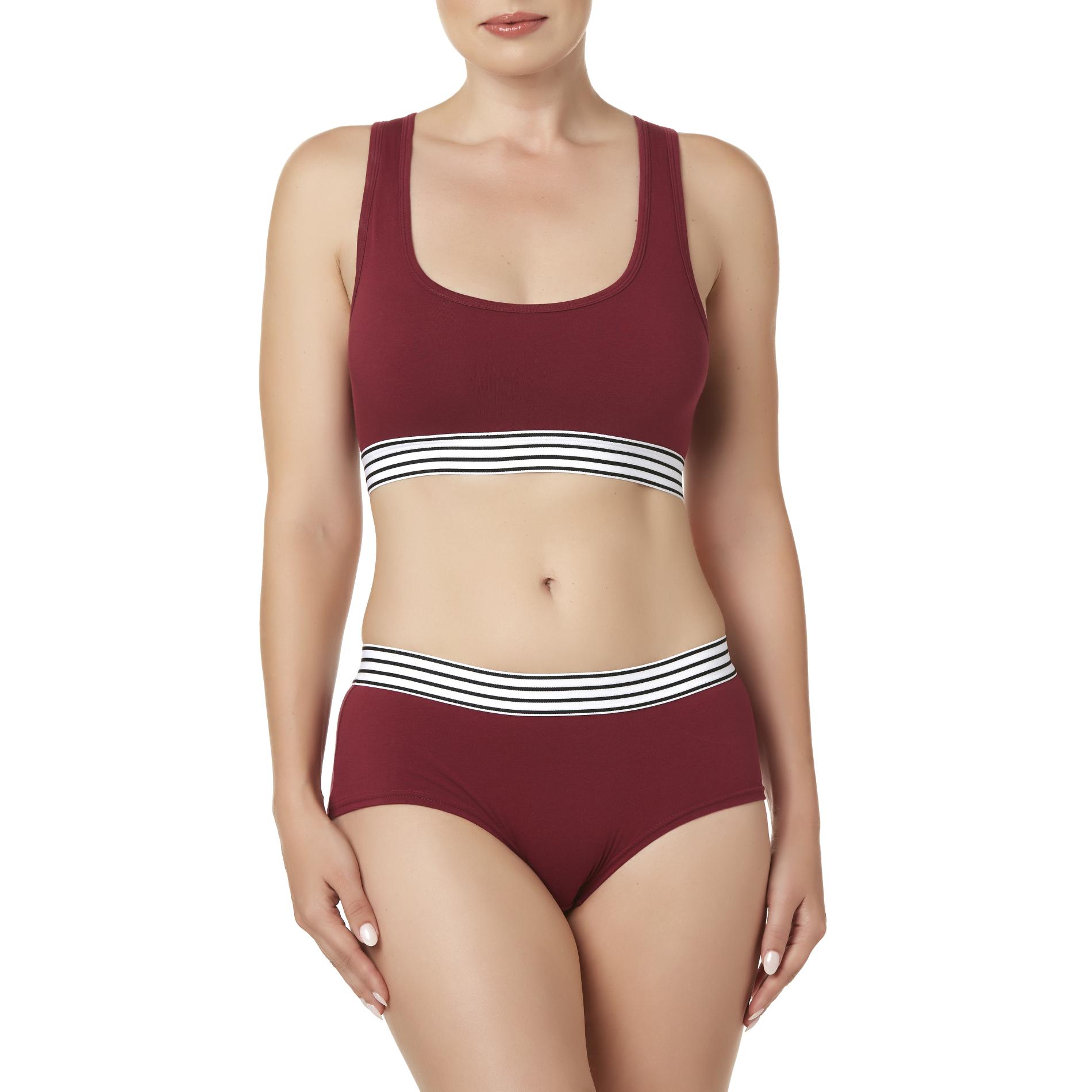 Joe Boxer Juniors' Sports Bra & Boy Short Panties Striped Shop Your