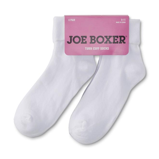 Joe Boxer Girls' 6-Pairs Turn-Cuff Socks