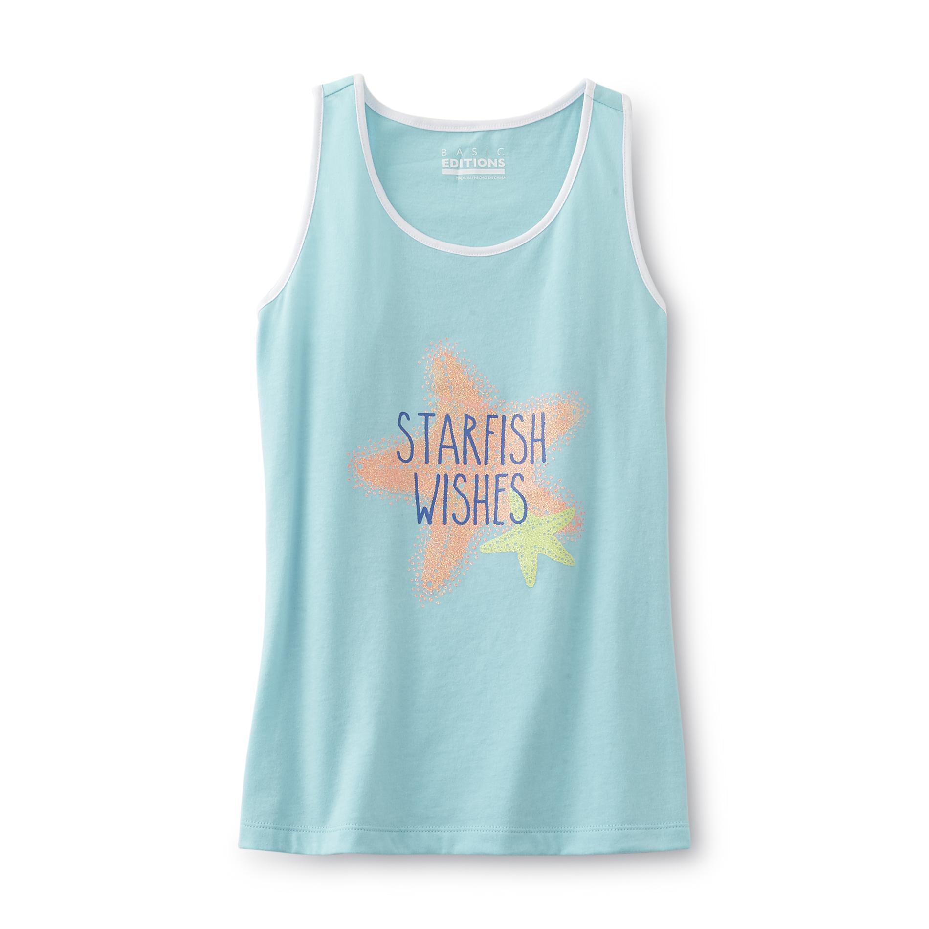 Basic Editions Girl's Graphic Tank Top - Starfish Wishes