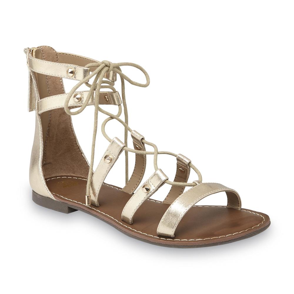 Route 66 Women's Athena Gold Gladiator Lace Up Sandal