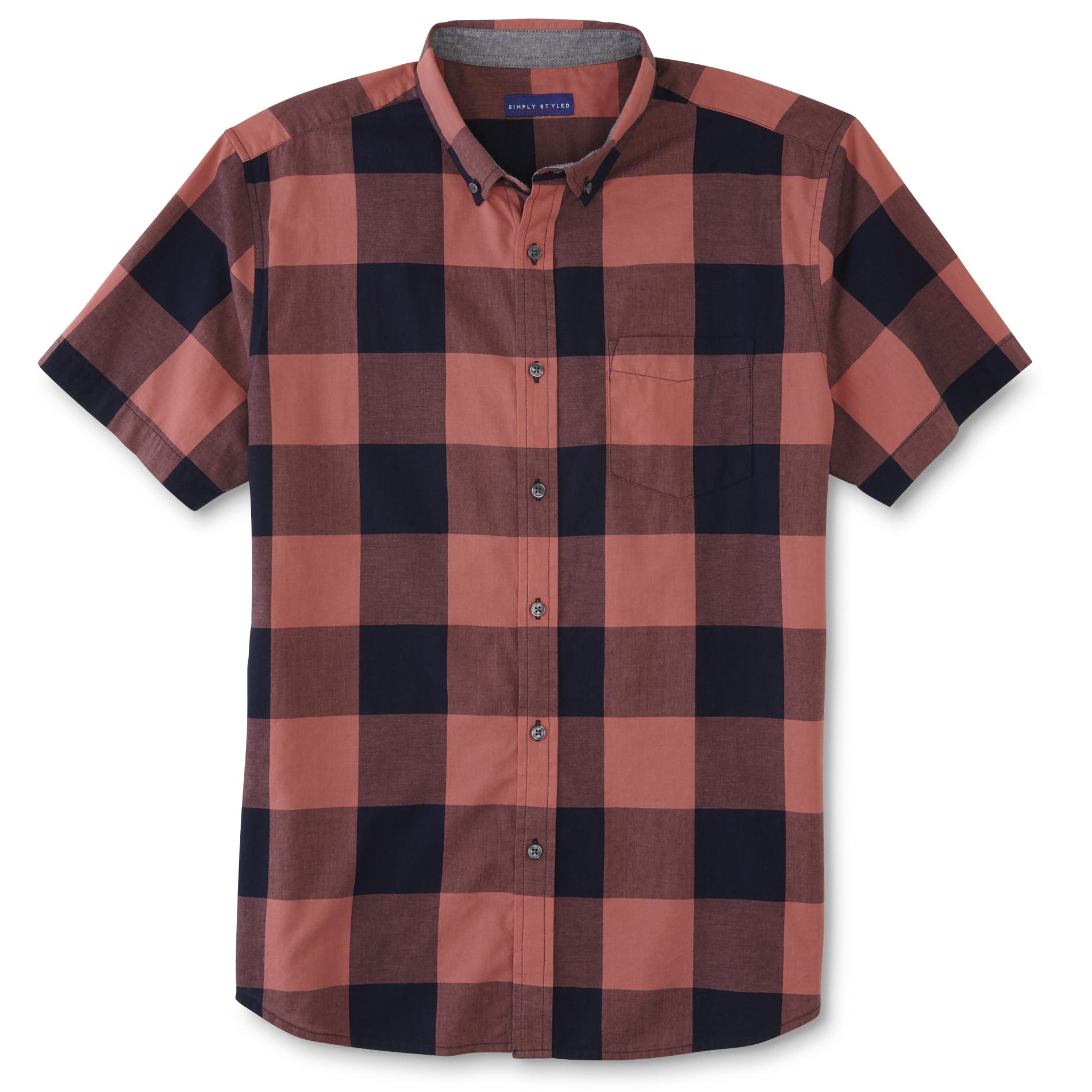Simply Styled Men's Short-Sleeve Button-Front Shirt - Gingham