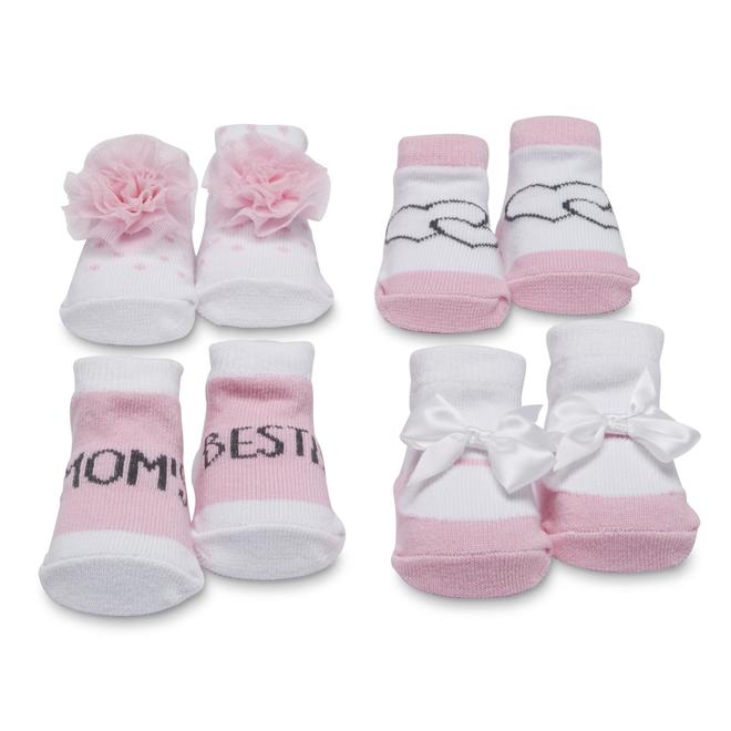 Tender Kisses Infant Girls' 4Pairs Bootie Socks Mom's Bestie