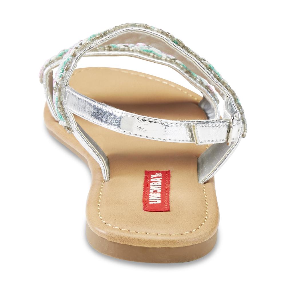 Unionbay Women's Extra Silver Beaded Flat Sandal
