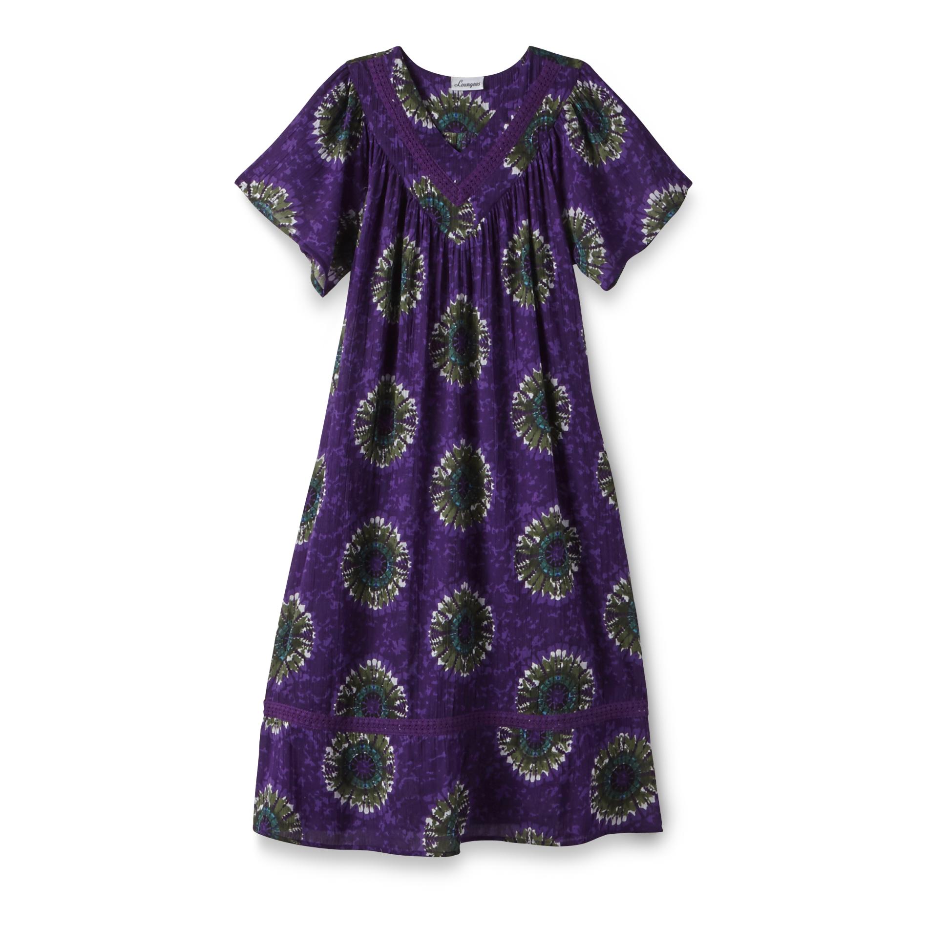 Loungees Women's Caftan Nightgown - Tie-Dye