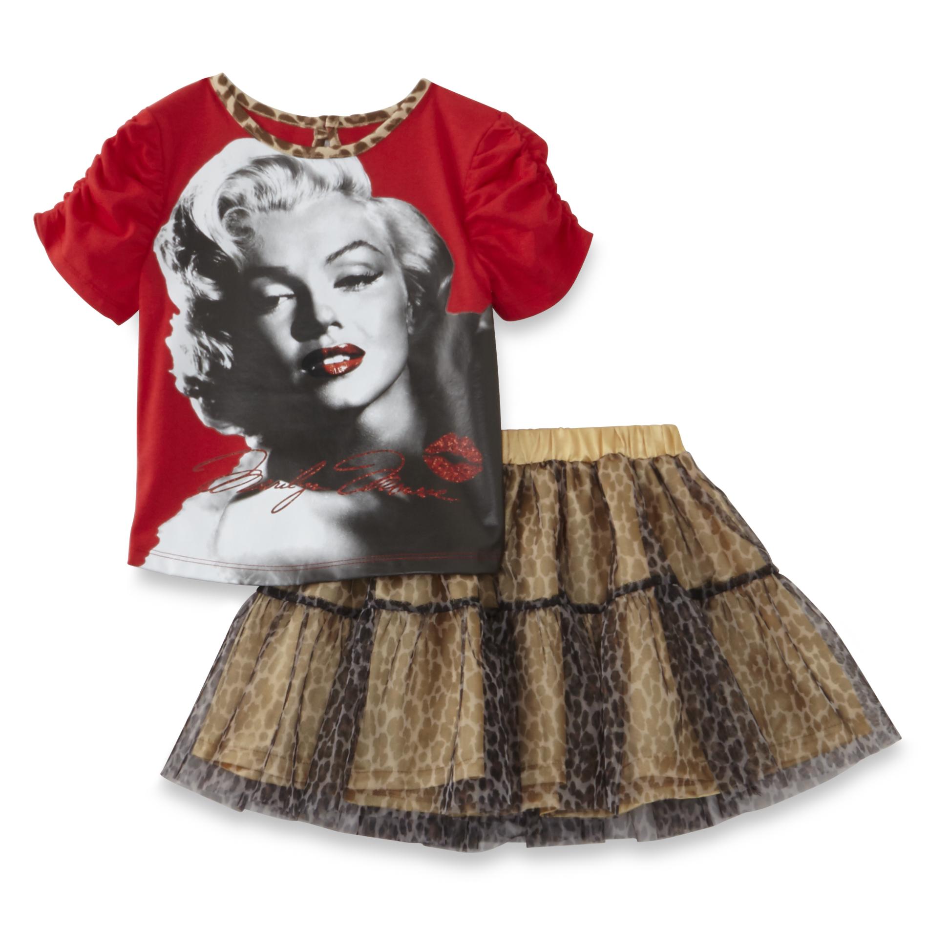Marilyn Monroe&trade; Girl's Graphic T-Shirt & Skirt - Leopard Print