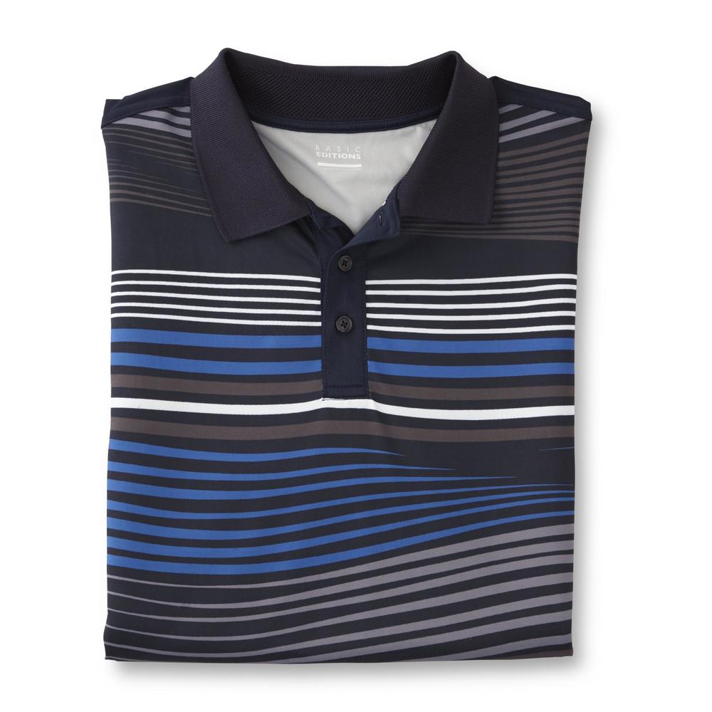 Basic Editions Men's Knit Polo Shirt - Striped