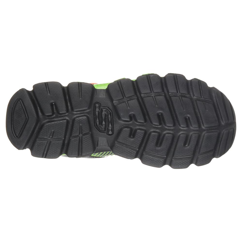 Skechers Boy's Flashpod Scoria Black/Green/Orange Light-Up Athletic Shoe