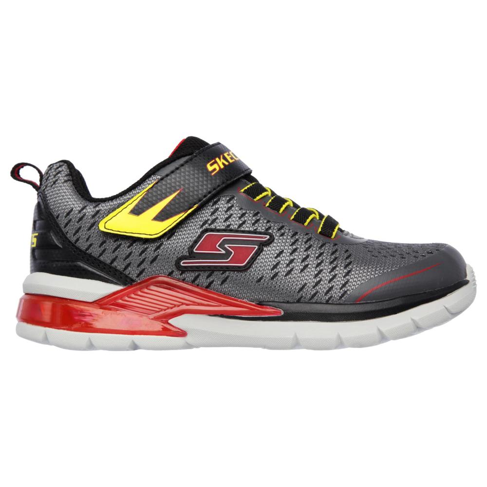 Skechers Boy's Erupters II Gray/Red/Yellow Light-Up Athletic Shoe