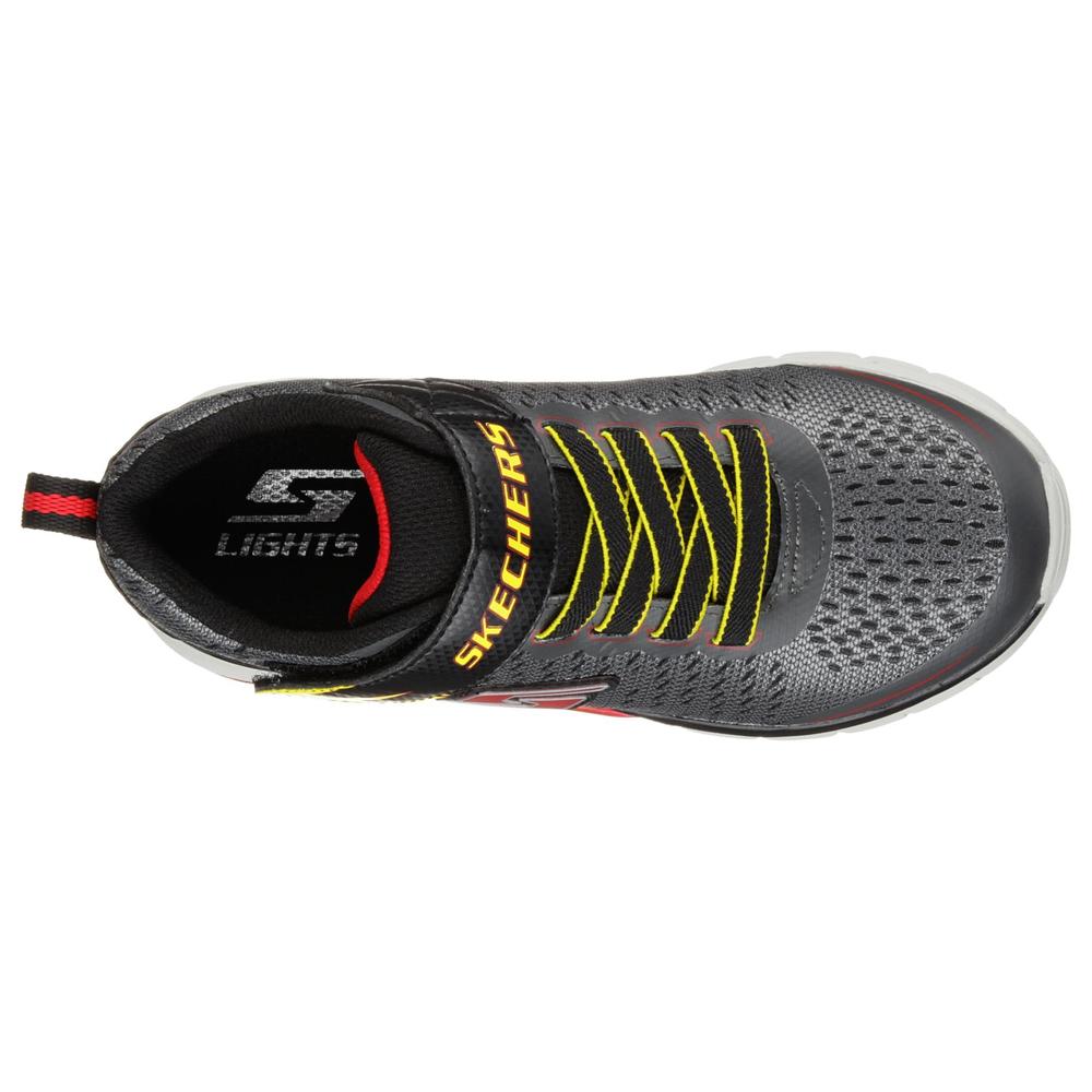 Skechers Boy's Erupters II Gray/Red/Yellow Light-Up Athletic Shoe