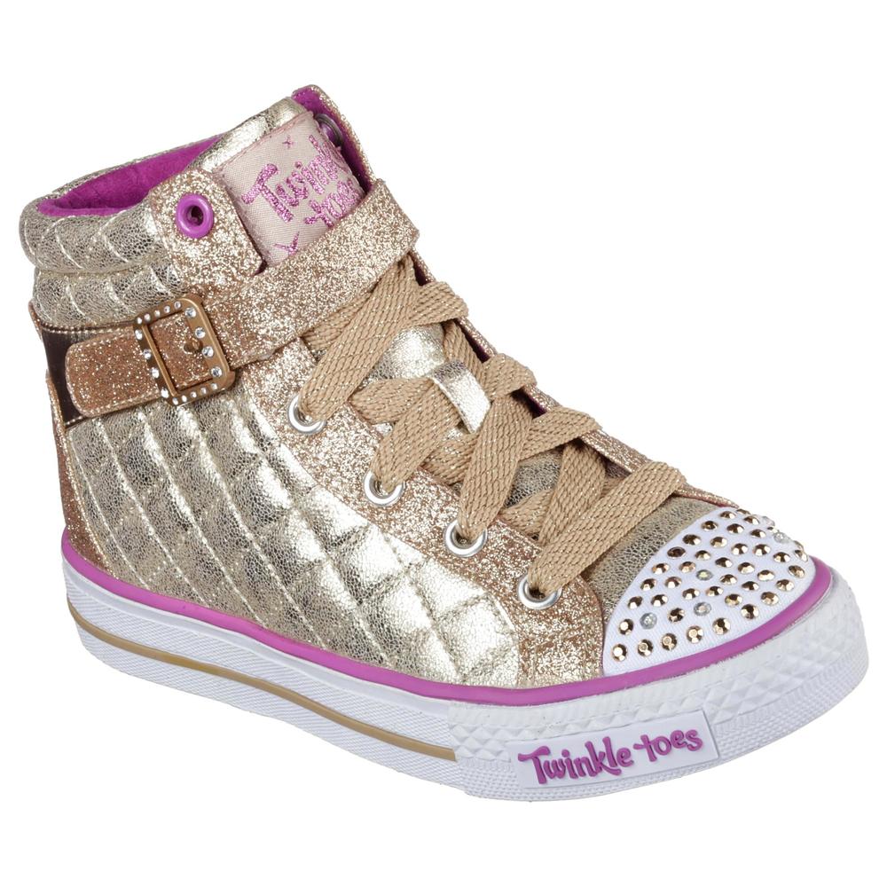 Skechers Girl's Twinkle Toes: Shuffles - Sweetheart Sole Gold Light-Up Sneaker