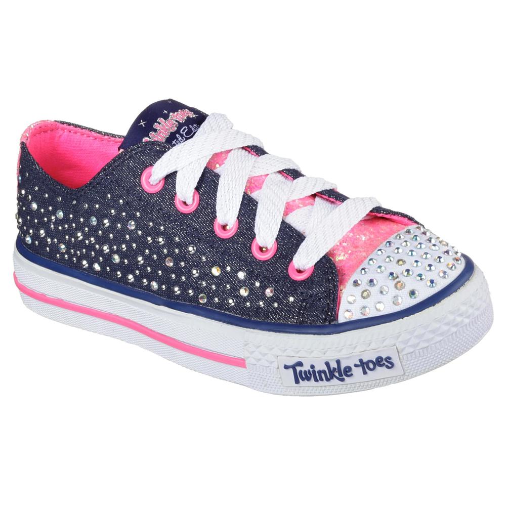 Skechers Girl's Twinkle Toes: Shuffles Navy/Pink Light-Up Sneaker