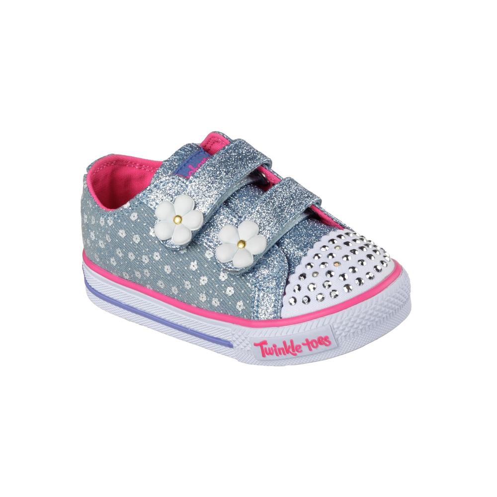 Skechers Toddler Girl's Twinkle Toes: Shuffles Blue/Silver Light-Up Sneaker