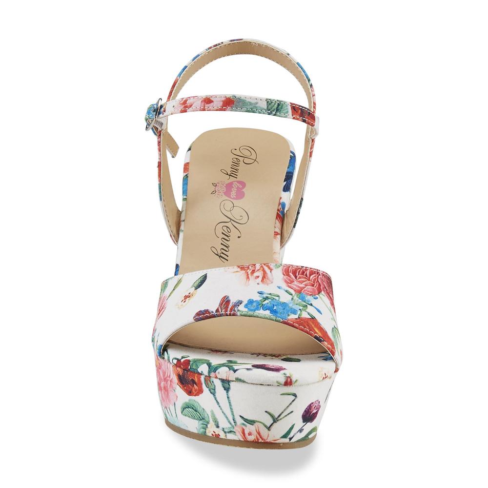 Penny Loves Kenny Women's Neat White/Floral Print Wedge Sandal