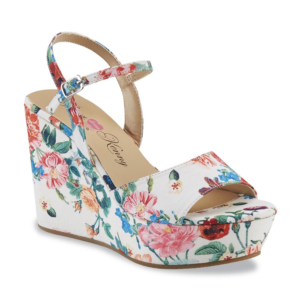 Penny Loves Kenny Women's Neat White/Floral Print Wedge Sandal