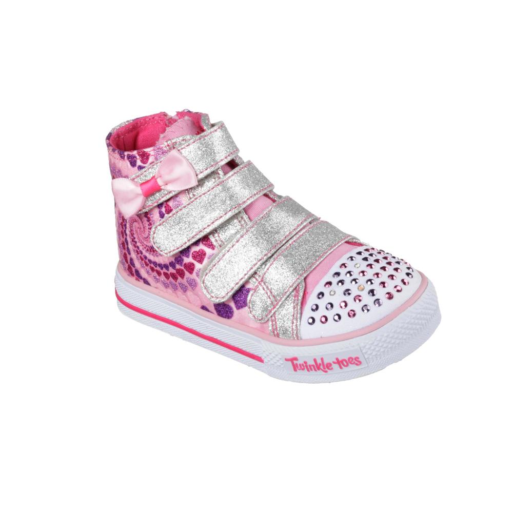 Skechers Toddler Girl's Twinkle Toes: Shuffles - Lil Skippers Pink Light-Up Sneaker
