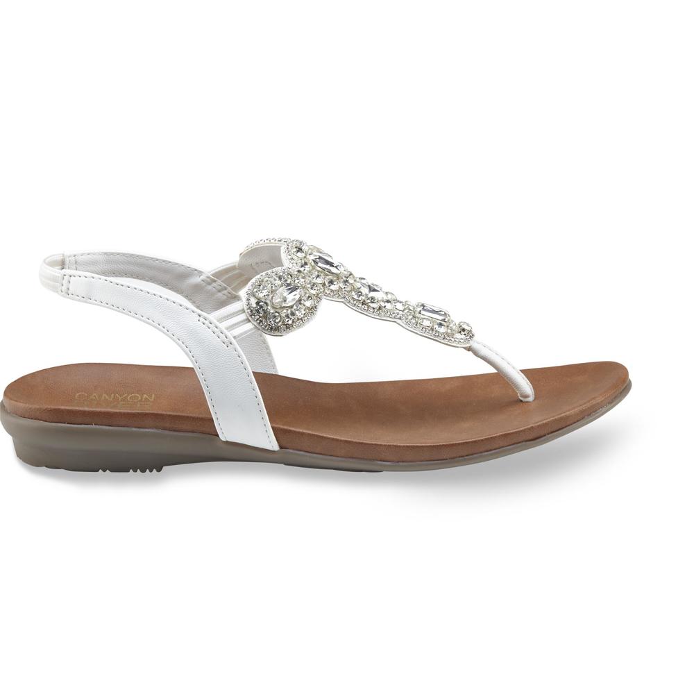 Canyon River Blues Women's Queenie White Embellished T-Strap Sandal