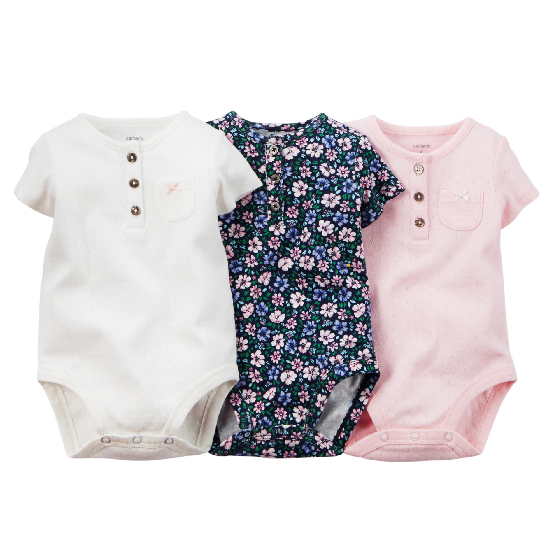 Carter's Newborn & Infant Girl's 3-Pack Bodysuits - Solid & Floral