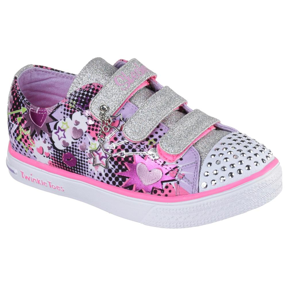 Skechers Girl's Twinkle Toes Purple/Silver/Pink Light-Up Sneaker